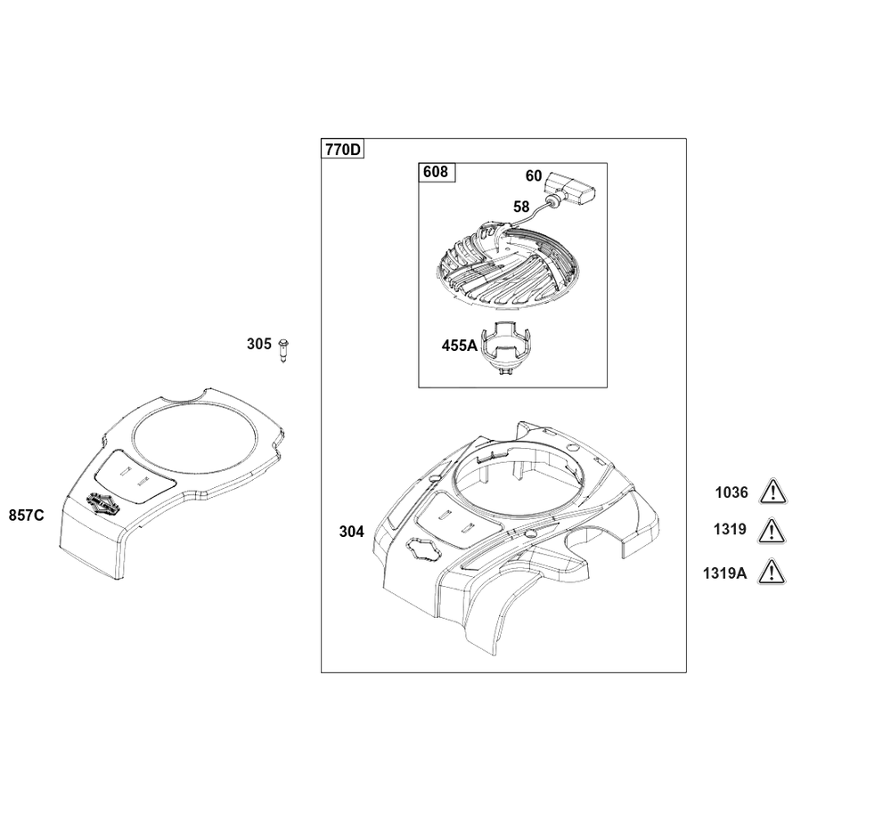 Blower Housing Group Diagram and Parts List for 093J02-0069-H5 020000 - 09Z999 Briggs and Stratton Engine